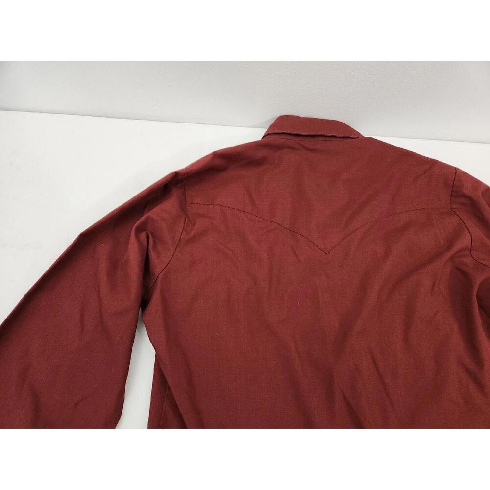 Vintage Men’s Medium Chute Red Maroon Western Pearl Snap Embroidered Wagon Shirt - Picture 11 of 15